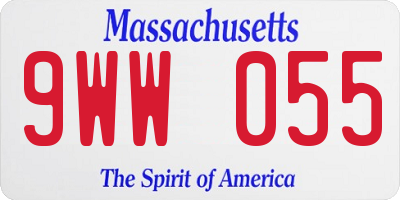 MA license plate 9WW055