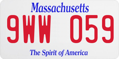 MA license plate 9WW059
