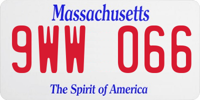 MA license plate 9WW066