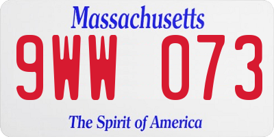 MA license plate 9WW073
