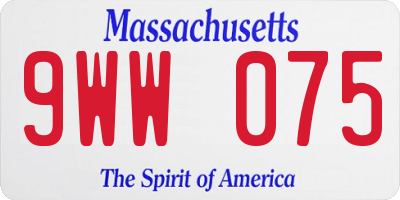 MA license plate 9WW075