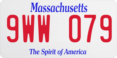 MA license plate 9WW079