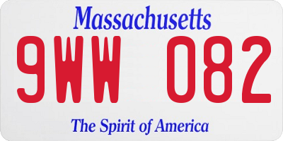 MA license plate 9WW082