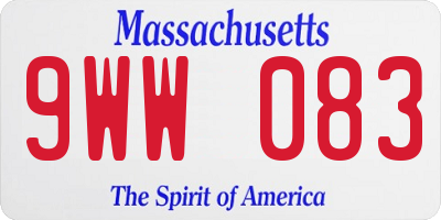 MA license plate 9WW083