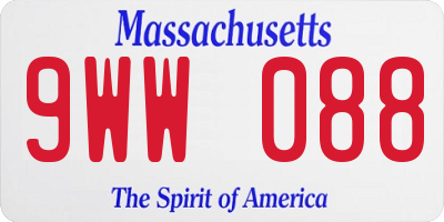 MA license plate 9WW088