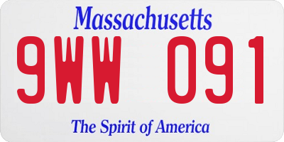 MA license plate 9WW091