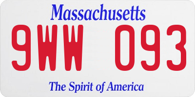 MA license plate 9WW093
