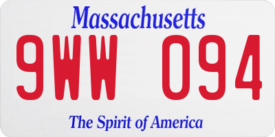 MA license plate 9WW094