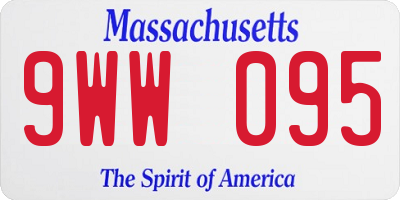 MA license plate 9WW095