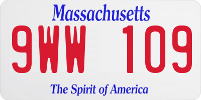 MA license plate 9WW109