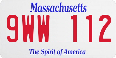 MA license plate 9WW112