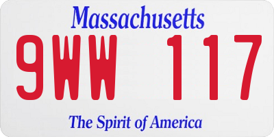 MA license plate 9WW117