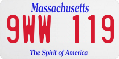 MA license plate 9WW119