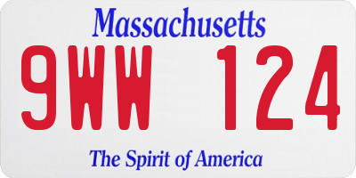 MA license plate 9WW124