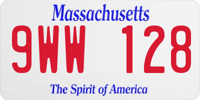 MA license plate 9WW128