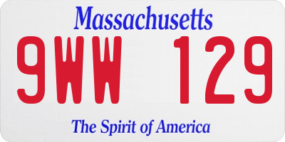 MA license plate 9WW129