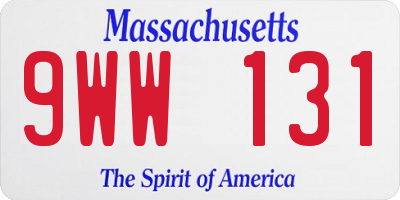 MA license plate 9WW131