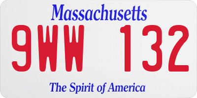 MA license plate 9WW132