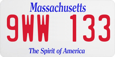 MA license plate 9WW133