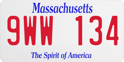 MA license plate 9WW134