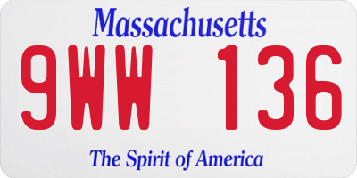 MA license plate 9WW136