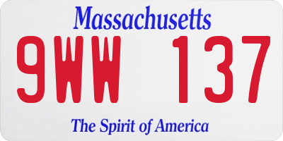 MA license plate 9WW137