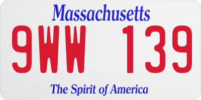 MA license plate 9WW139