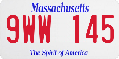MA license plate 9WW145