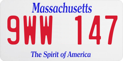 MA license plate 9WW147