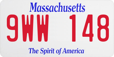 MA license plate 9WW148