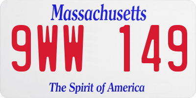 MA license plate 9WW149