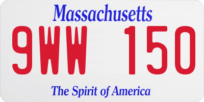 MA license plate 9WW150