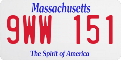 MA license plate 9WW151