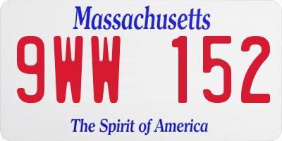 MA license plate 9WW152