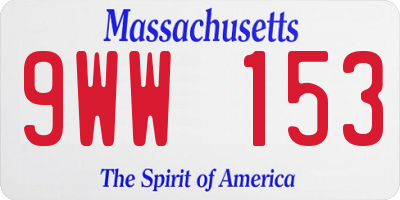 MA license plate 9WW153