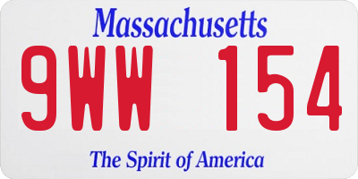 MA license plate 9WW154