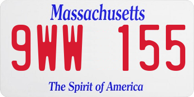 MA license plate 9WW155