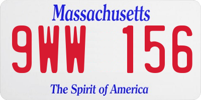 MA license plate 9WW156