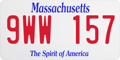 MA license plate 9WW157