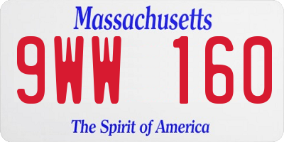 MA license plate 9WW160