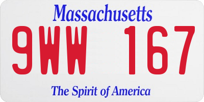MA license plate 9WW167