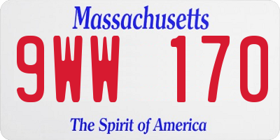MA license plate 9WW170