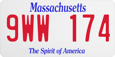 MA license plate 9WW174