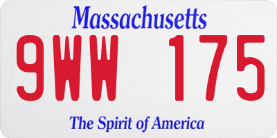 MA license plate 9WW175