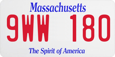 MA license plate 9WW180