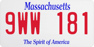 MA license plate 9WW181