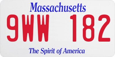 MA license plate 9WW182
