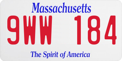 MA license plate 9WW184