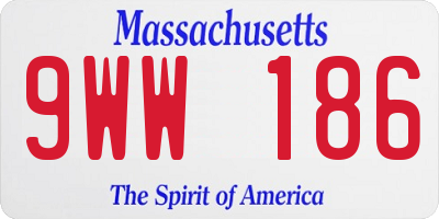 MA license plate 9WW186