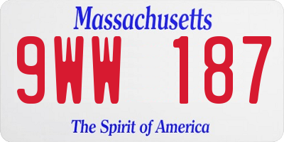 MA license plate 9WW187